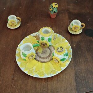 Sunflower miniature tea set